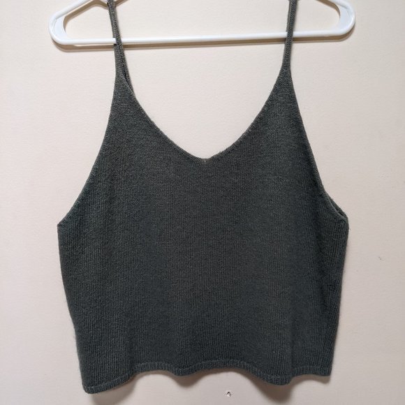 3 for $30 - Fuzzy Grey Knit Sleeveless Top - Picture 2 of 4